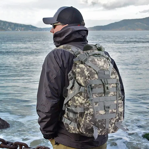 Miniatura 2 de LIMHOO Mochila táctica para motocicleta, bolsa militar Molle, mochila EDC para senderismo, ciclismo, camping, senderismo, caza, viajes, con correas