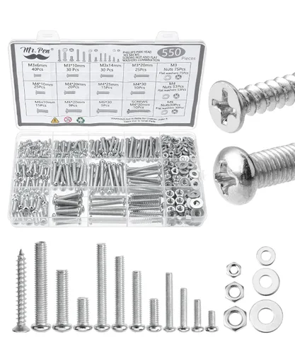 Miniatura 12 de Mr. Pen - Kit surtido de tuercas y tornillos, 113 piezas, hierro galvanizado, M4 M5 M6 Kit de tuercas y pernos métricos surtidos con caja
