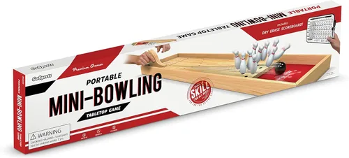 Miniatura 7 de GoSports Mini juego de boliche de madera para mesa para niños y adultos - Incluye 1 tablero de pista de boliche, 1 rampa de lanzamiento, 2 bolas