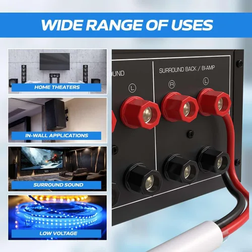 Miniatura 6 de Cables Direct Online Cable de altavoz 16/2 de 50 pies con clasificación CL2 para interiores de bajo voltaje de aluminio recubierto de cobre (CCA)