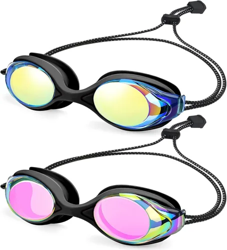 Miniatura 8 de Vvinca Gafas de natación para niños con correa elástica, sin fugas, antivaho, gafas para niños pequeños con ajuste rápido, edades 3-14 02-rosa