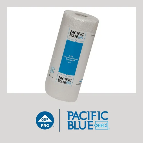Miniatura 3 de Georgia-Pacific Pacific Blue Select Toalla de Papel en Rollo Perforada de 2 Capas, Blanco, 85 Hojas por Rollo, 30 Rollos por Caja, 27385