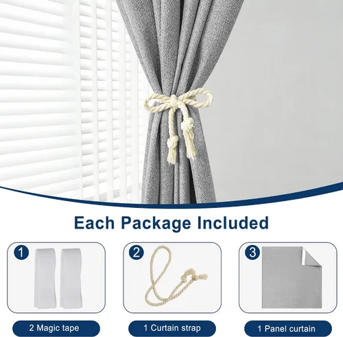 Miniatura 5 de Foxdecor Cortinas opacas adhesivas para dormitorio, sala de estar, 36 pulgadas de largo, sin taladro, aislamiento térmico y protección UV, cortinas