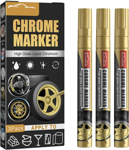 Marcador cromado de espejo, 3 bolígrafos de pintura de cromo líquido, arte permanente para modelos, reparación de neumáticos de automóvil,
