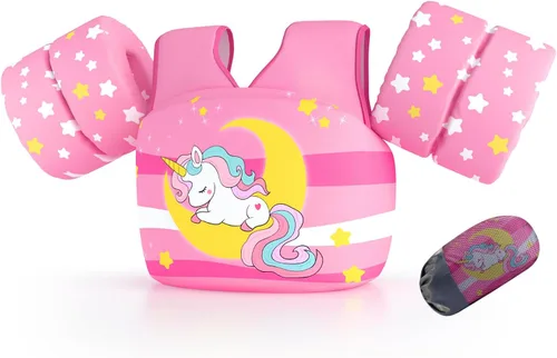 Chaleco de natación para niños pequeños, apto para niños de 28 a 70 libras, flotadores para niños y niñas, ayuda a la natación, entrenamiento, traje