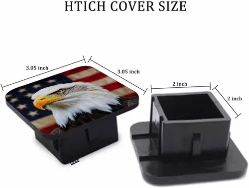 Miniatura 2 de Cubierta de enganche de remolque Beabes 2 pulgadas águila calva, cubierta de enchufe de remolque de águila calva estadounidense bandera de EE. UU.