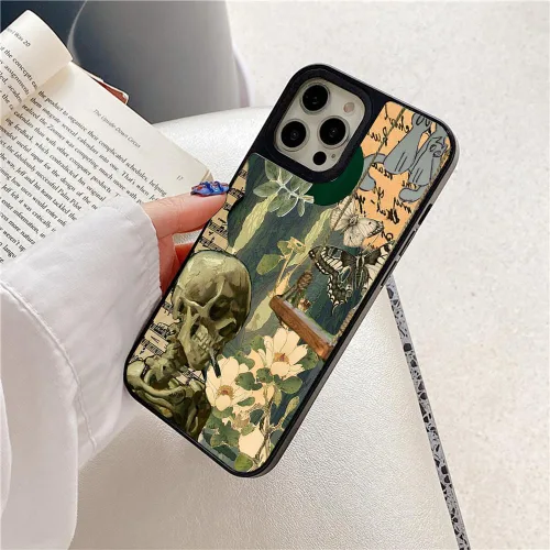 Miniatura 4 de Funda de teléfono gótico con calavera para iPhone 17, 16, 15, 14, 13, 12, 11 Pro/Pro Max/Plus/Air/mini 7 8 SE, diseño estético oscuro vintage, Skull