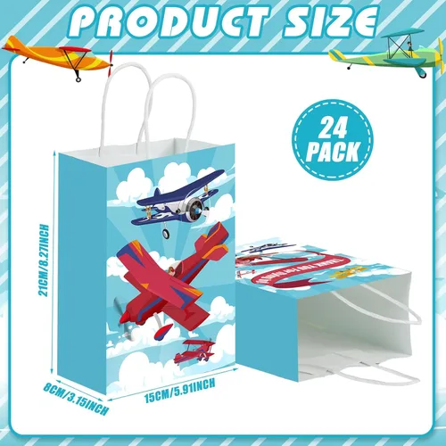 Miniatura 2 de Outus 24 piezas Bolsas de regalo de fiesta en avión Bolsas de papel de avión Bolsas de regalo lisas Bolsa de regalo azul Avión de papel Bolsa