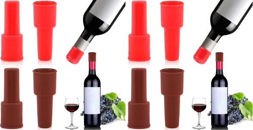 Miniatura 9 de Vodolo Tapón de Vino de Silicona, 4 piezas Sellador Reutilizable e Indestructible para Botellas de Vidrio, Tapones de Vino, Tapón de Vino, Tapón