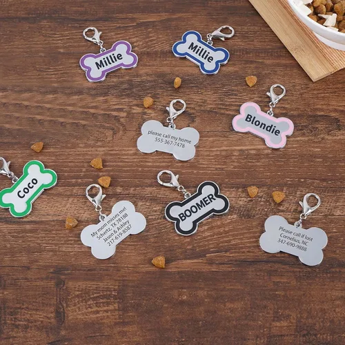 Miniatura 5 de Etiquetas de identificación personalizadas para mascotas, etiquetas de identificación para mascotas pequeñas o grandes, grabadas en ambos lados