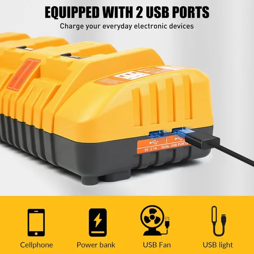 Miniatura 7 de TOMAPEX Paquete mejorado de 4 baterías de 20v máx. con USB de repuesto para batería Dewalt de 5.0Ah con estación de cargador de batería DCB104