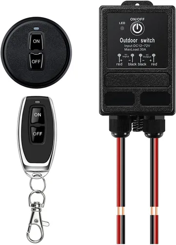 Interruptor de relé de control remoto de 12 V, interruptor inalámbrico DC 12V-72V de 328 pies de largo alcance, interruptor impermeable, relé de 40