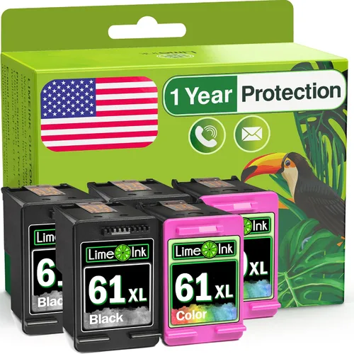 Limeink Paquete combinado de 5 cartuchos de tinta remanufacturados para HP 61 cartuchos de tinta para cartuchos HP 61 para cartuchos Envy 4500 61xl
