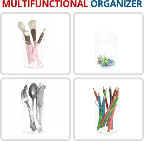 Miniatura 4 de KOTEMON Soporte para bolígrafo para organizador de escritorio, organizador de brochas de maquillaje de acrílico, soporte para desinfectante, soporte
