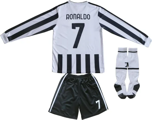 Miniatura 7 de LeenBD Camiseta y pantalones cortos de fútbol New Juve #7 Ronaldo 2021/2022 para niños, tallas juveniles