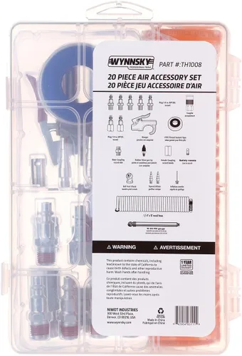 Miniatura 5 de 1/4" NPT kit de accesorios - 20 unidades, kit de herramientas para manguera de compresor de aire con manguera con bobina/pistola de aire/manómetro