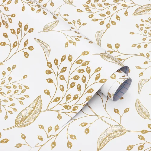 Miniatura 12 de Heroad Papel Tapiz Autoadhesivo Despegar y Pegar Negro Papel de Contacto Floral Dorado Papel Tapiz Moderno Boho Removible Papel de Contacto