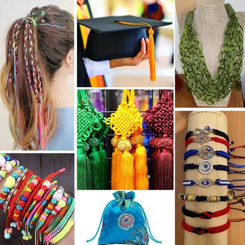 Miniatura 7 de PH PandaHall Cuerda de nailon de 0.079 pulgadas (0.079 in), hilo de seda de 6 colores, hilo de seda chino para collar trenzado, pulsera de amistad