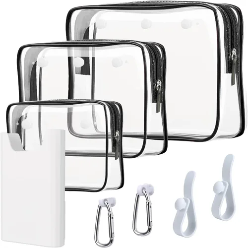 Miniatura 14 de 3 Paquetes de Bolsas de Playa Tote Bogg Transparentes con 2 Ganchos de Inserción Accesorios para Bolsas Bogg Viaje Maquillaje Organizador
