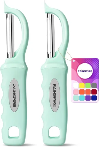 Miniatura 16 de Rainspire Pelador de verduras, pelador de patatas para cocina, cuchillas afiladas de acero inoxidable, mango cómodo, pelador de frutas, pelador