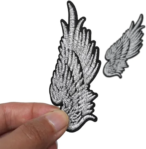 Miniatura 2 de 1 par de alas de plumas bordadas caliente derretimiento parche bolsa ropa sombrero hierro en parche de costura a mano