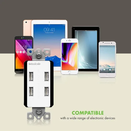 Miniatura 4 de TOPGREENER Receptáculo de salida de pared de 4 puertos USB de ultra alta velocidad de 5.8A, compatible con iPhone SE/11/XS/XR/X/8, Samsung Galaxy