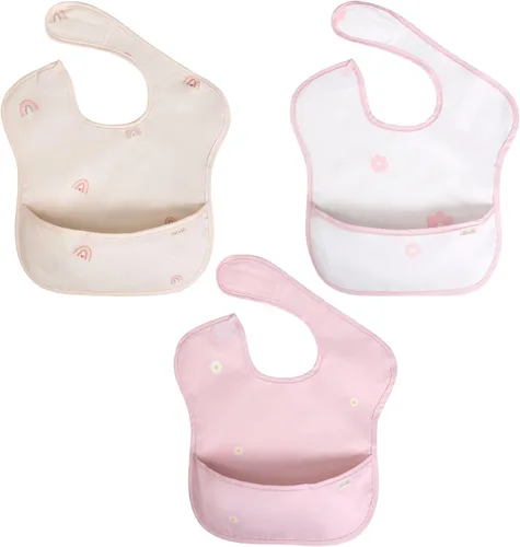 Ali+Oli Baberos de delantal para bebés, libres de BPA, certificados Oeko-Tex, impermeables, lavables a máquina, para niños pequeños de 6m+