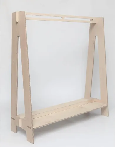 Miniatura 11 de Sweet Home from wood Armario infantil – Perchero de madera con riel colgante y estante de exhibición para niños – Muebles de tocador DIY (negro)