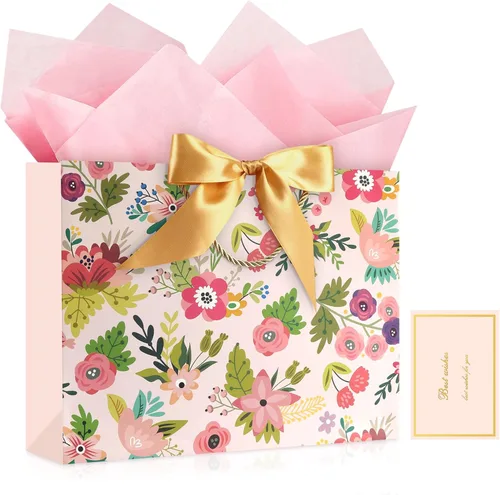 Miniatura 27 de JMANNI Bolsas de regalo, 3 piezas de tamaño mediano con cinta de lazo, bolsa de regalo de papel portátil, patrón de mármol, para cualquier ocasión