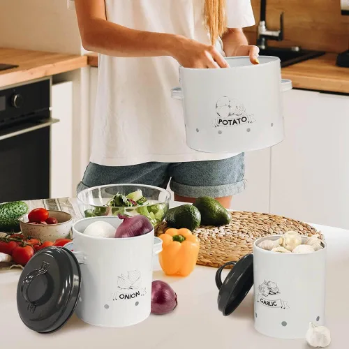Miniatura 4 de SOTECH Juego de 3 contenedores de almacenamiento de papas y cebollas y ajos con tapa, organizador de despensa de cocina y conservador de verduras
