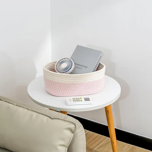 Miniatura 4 de CubesLand Cesta rectangular de organización/almacenamiento, cestas tejidas de cuerda de algodón natural para organizar, cesta pequeña para niños