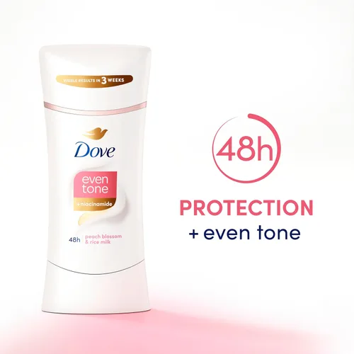 Miniatura 5 de Dove Even Tone - Desodorante antitranspirante en barra con flor de durazno y leche de arroz, 3 unidades, 2.6 onzas