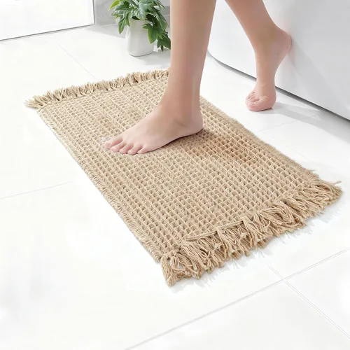 Miniatura 11 de Tapete de baño con borlas, tapete de baño con borlas, tapete de baño antideslizante para suelo de baño, tapete de baño bohemio ultra suave, tapete