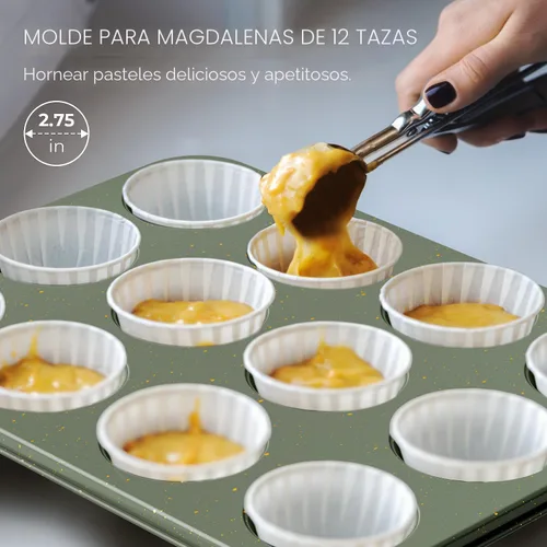 Miniatura 5 de Juego de 12 piezas para hornear antiadherente, juegos de utensilios para hornear no tóxicos con bandeja para hornear, molde para tartas, molde
