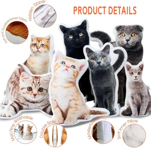 Miniatura 2 de Almohada personalizada con fotos de mascotas, almohada personalizada con forma de cara de perro y gato, regalos personalizados para los amantes