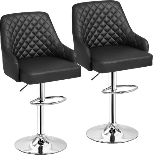 Miniatura 17 de VECELO Juego de 2 taburetes de bar ajustables, taburetes de altura de barra para encimera de cocina