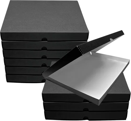 Miniatura 30 de Lineco 16x20 Caja de almacenamiento tipo folio negra con tapa, 1.75" de profundidad. Sin ácidos con borde de metal. Preserva la longevidad