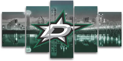 Miniatura 4 de Póster de estrellas de Dallas para hockey sobre hielo, lienzo deportivo, impresión de arte de pared, decoración del hogar, marco grande, listo