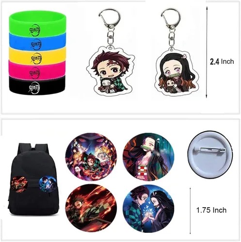 Miniatura 4 de Hydow Juego de regalo de mercancía de anime incluye mochila con cordón calcomanías mascarillas M-asks cordón llaveros pulseras pines de botón Varios