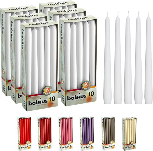 Miniatura 18 de BOLSIUS 20 velas cónicas blancas sin perfume de 10 pulgadas, 8 horas de tiempo de combustión, calidad europea premium, sin humo, sin goteo, Blanco