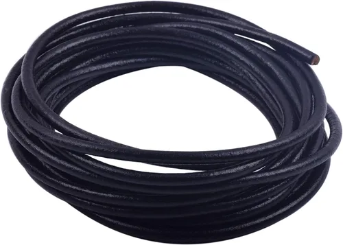 Miniatura 5 de KONMAY Cordón redondo de cuero real de 0.039 pulgadas, cordón de cuero negro de 25 yardas para hacer joyas, collares, pulseras y manualidades