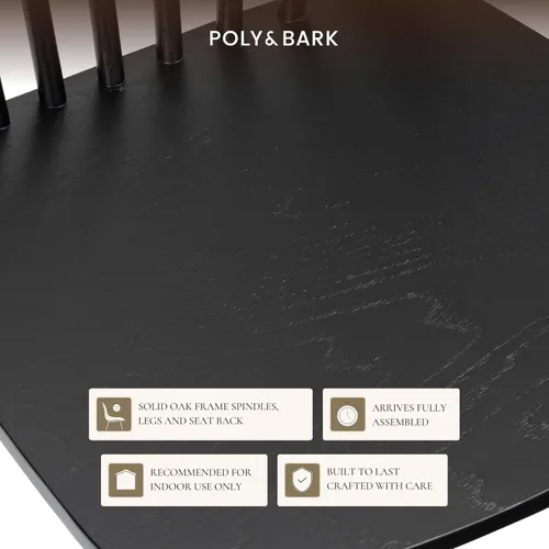 Miniatura 5 de Poly & BARK Ligna Taburete de mostrador en negro – Taburete inspirado en mediados de siglo con respaldo de husillo esculpido – Marco de roble