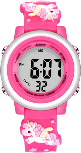 Relojes deportivos digitales para niños y niñas, temporizador LED impermeable para exteriores con 7 colores retroiluminación 3D de dibujos animados