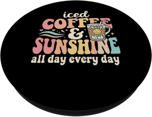Miniatura 2 de Iced Coffee and Sunshine Funny Summer PopSockets Adhesive PopGrip