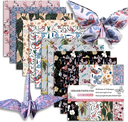 Miniatura 21 de Kit de papel para Origami, doble cara, 100 hojas, 20 colores, 6 pulgadas, cuadrado japonés Chiyo, fácil de doblar, para manualidades, bricolaje