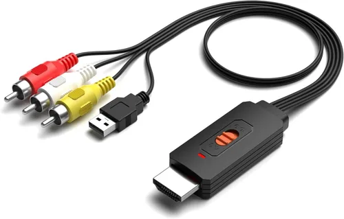 Miniatura 10 de Convertidor RCA macho a HDMI, adaptador compuesto CVBS AV a HDMI, interruptor de salida Full HD 720P/1080P para DVD, STB, VCR