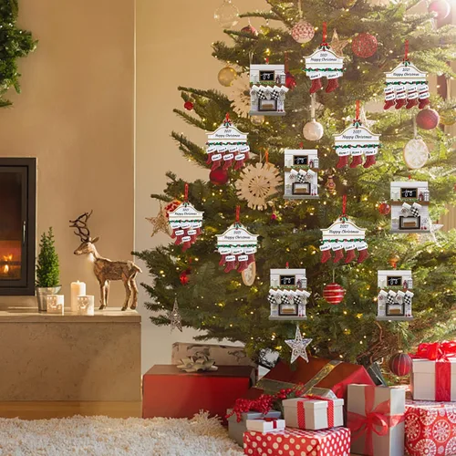 Miniatura 6 de Adornos de Navidad personalizados para familia de 2, adornos de Navidad familiares personalizados con nombres, decoraciones de Navidad