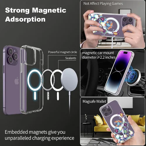 Miniatura 3 de Roemary Funda con Tortugas Arcoíris para iPhone 13 con Diseño MagSafe, Funda Transparente de TPU con Carga Inalámbrica Magnética para iPhone 13