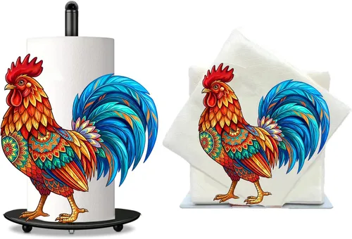 Miniatura 13 de Bird Paper Towel Holder, Bird Countertop Kitchen Decor Indoor with Round Base, Birds Lover Gifts, Iron Birds Napkin Holder Stand Accessories for