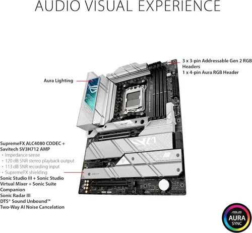 Miniatura 4 de ASUS ROG STRIX X670E-A GAMING WIFI AMD X670 AM5 Ryzen Desktop 9000 8000 y 7000 ATX placa base, 16+2 etapas de potencia, PCIe 5.0, DDR5, 4x ranuras